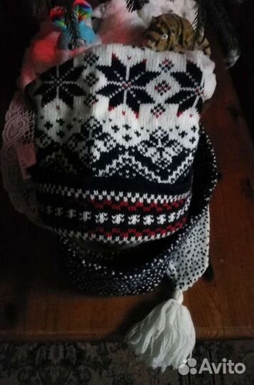 Зимняя финская шапка-шарф, шерсть