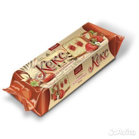 Опт - Кекс Русский Бисквит c Клубничной начинкой