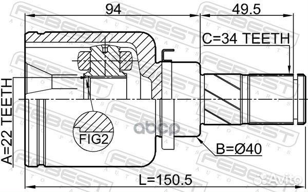 ШРУС внутренний левый к-кт22X40X34Ford Focus 1