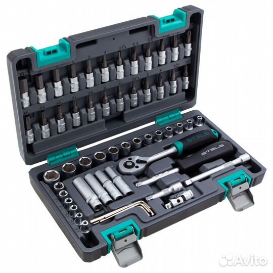 Набор инструментов, 1/4, CrV, пластиковый кейс, 57