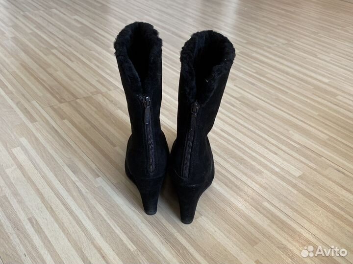 Полусапожки замшевые чёрный цвет р.38