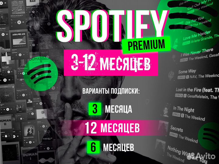 Подписка Spotify Premium 3\6\12мес