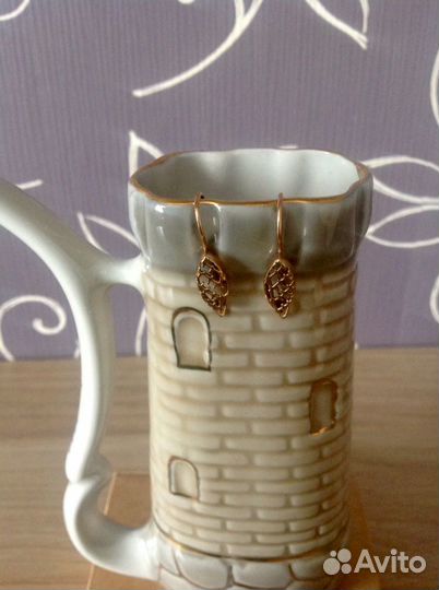 Золотые винтажные серьги 