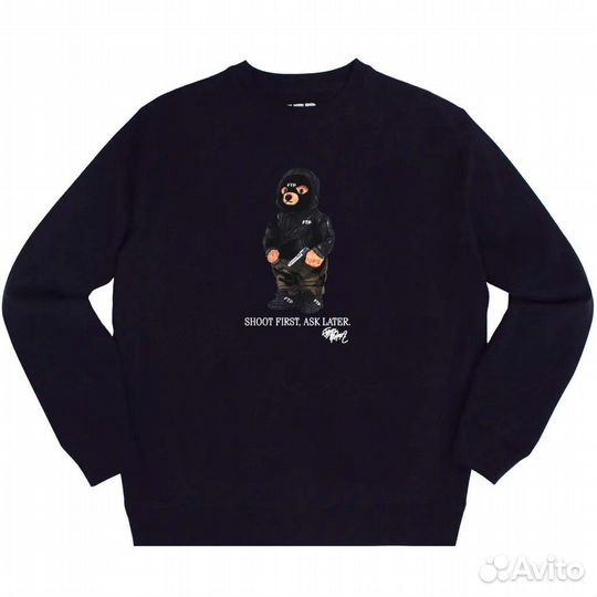 FTP hooded bear crewneck (navy)