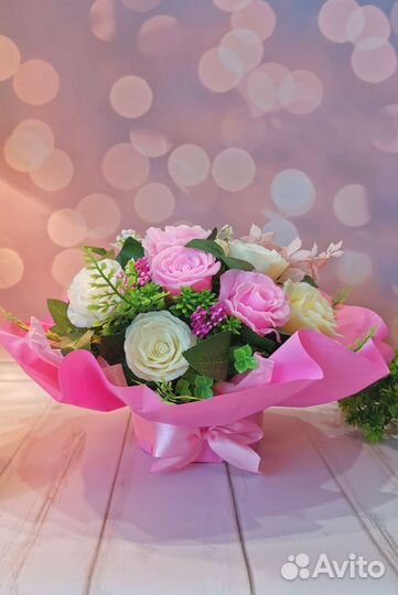 Подарок маме Букет цветов из мыла Розы