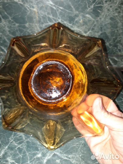 Ваза цветное гутное стекло СССР для фруктов