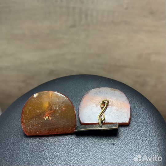 Винтажные Запонки Из Янтарного Камня Ретро