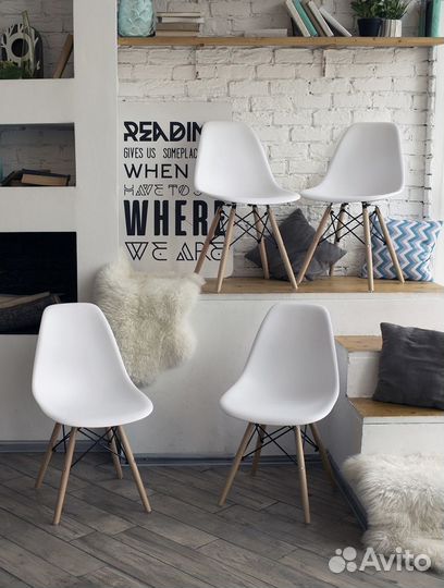 Стул для кухни обеденный Eames DSW белый