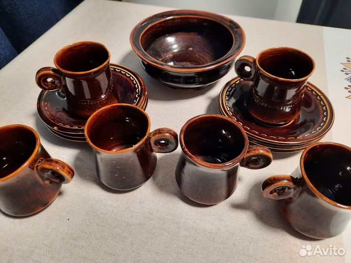 Кофейный глиняный сервиз