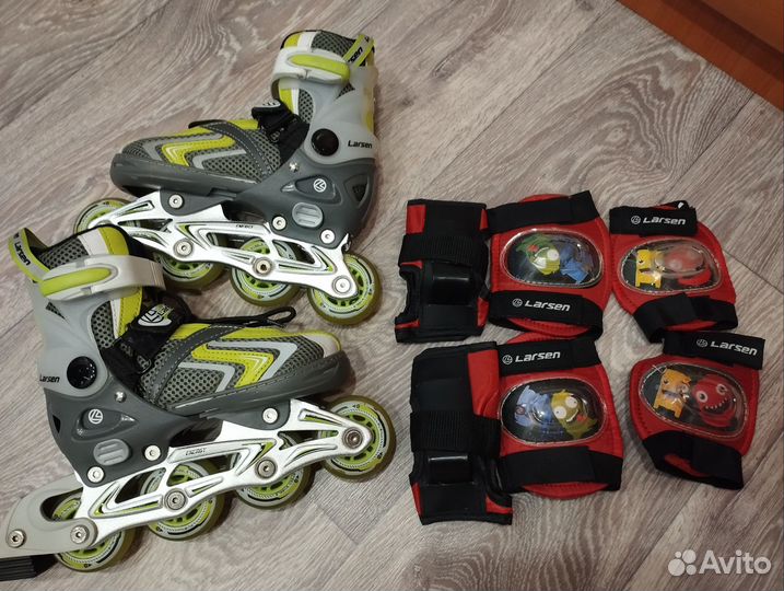 Роликовые коньки детские, размер 29-32 с защитой
