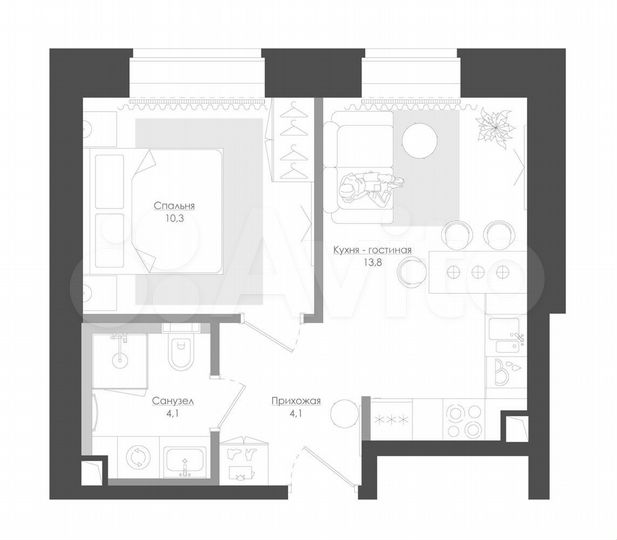 1-к. квартира, 34,7 м², 10/39 эт.