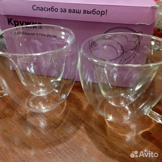 Кружка с двойным стеклом новая 2 шт