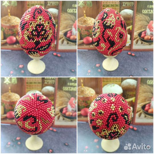Пасхальное яйцо декоративное бисер на подставке