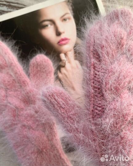 Варежки из пуха норки