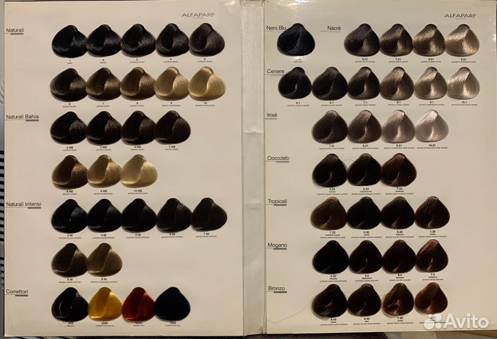 Палитра красок для волос