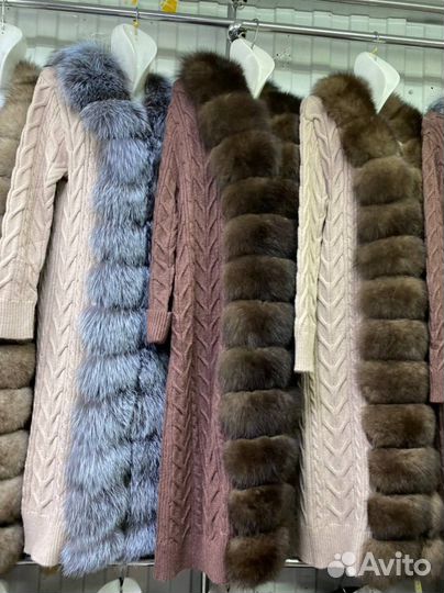 Кашемировые Кардиганы с песцом LUX / 42-48