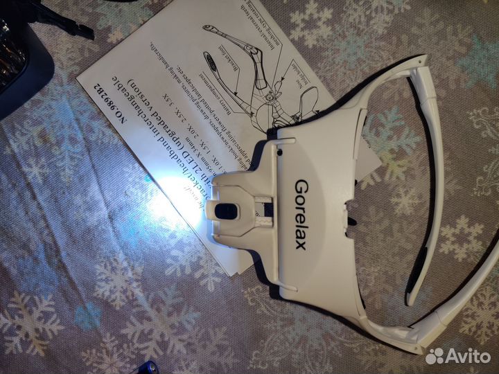 Лупа налобная бинокулярная 9892B2 с LED подсветкой