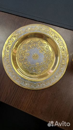 Подстаканник c блюдцем с позолотой. Чайный набор