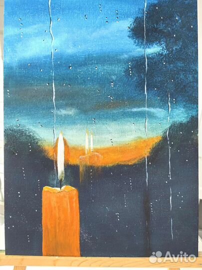 Картина на холсте, гуашь