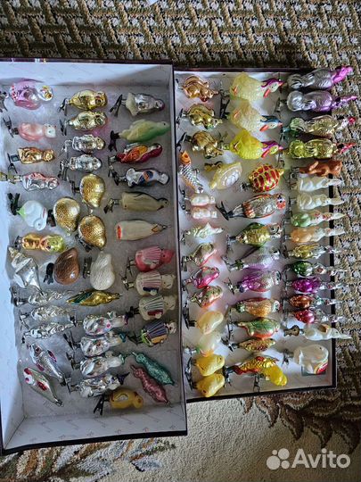 Елочные игрушки СССР на прищепке птицы,звери