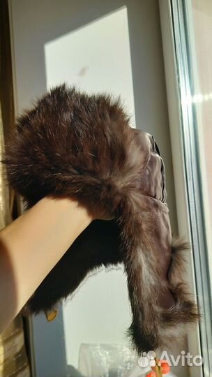 Меховая детская шапка 4 / 5 лет мех кожа