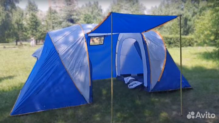 Палатка 4-х местная 2 комнаты+тамбур+навес