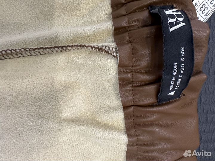 Широкие кожаные шорты zara