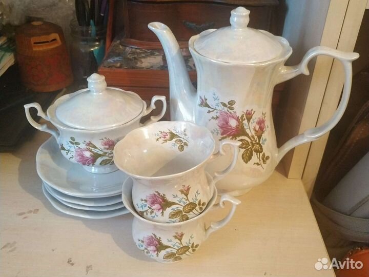 Сервиз чайный,Шиповник роза Польша перламутр