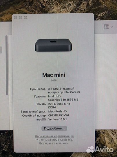 Apple Mac mini 2018 i3/20/128