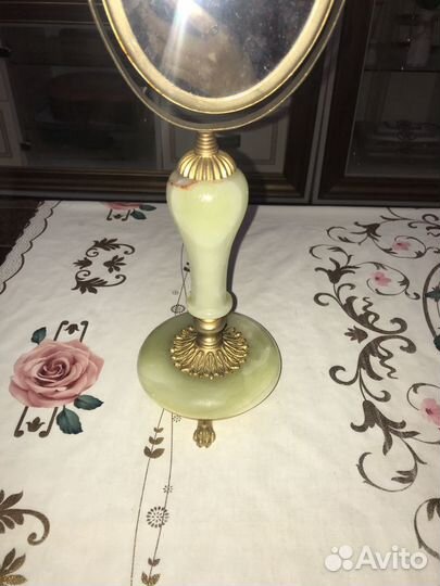 Зеркало из оникса винтажное антиквариат