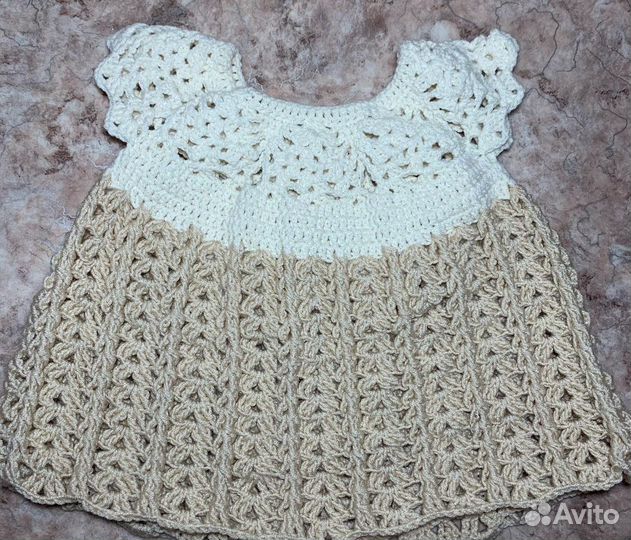 Детское платье, пинетки, повязка