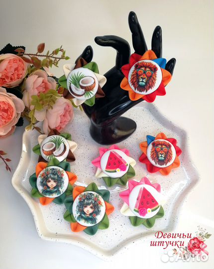 Бантики пуговки с сублимацией