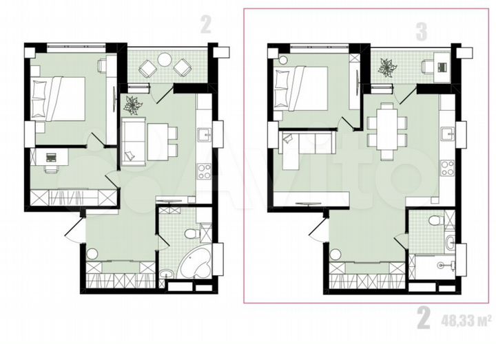 1-к. квартира, 48,3 м², 8/25 эт.