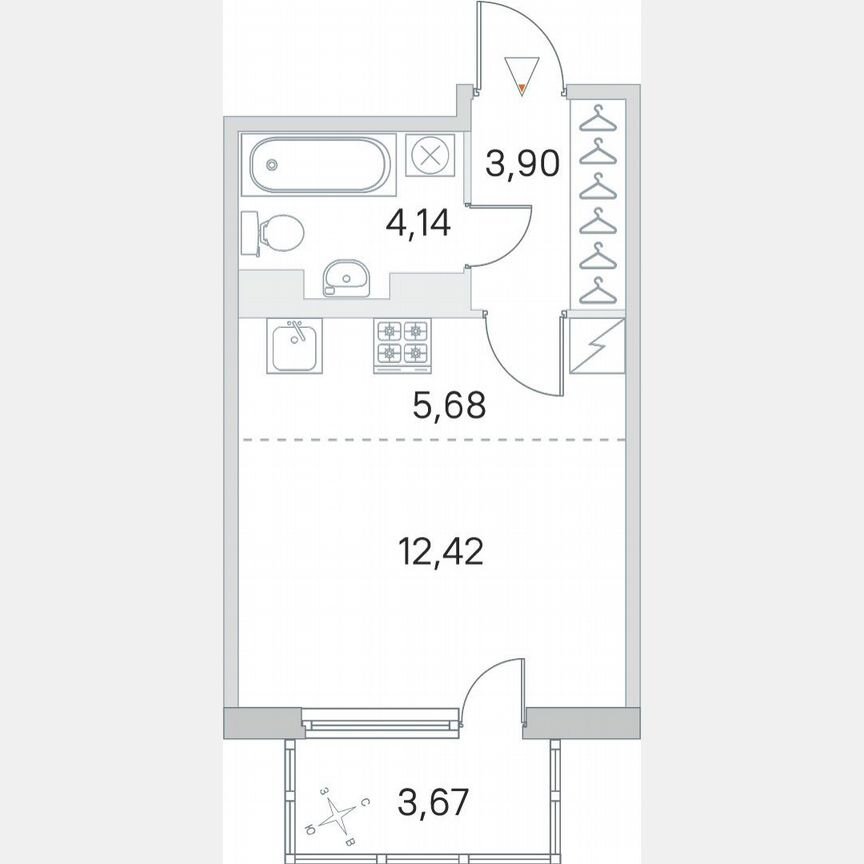 Квартира-студия, 27,2 м², 5/5 эт.