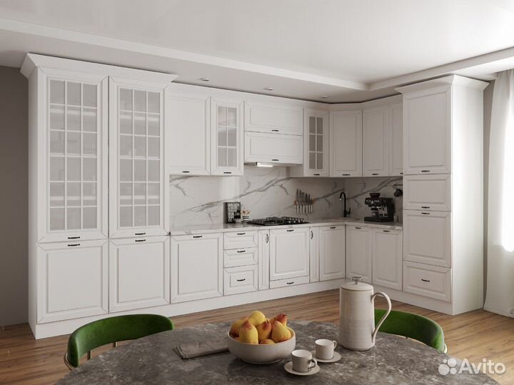 Цена за весь белый готовый кухонный гарнитур
