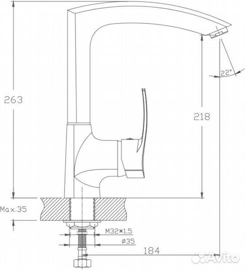 Смеситель для кухни Haiba HB70 HB4070 хром латунь