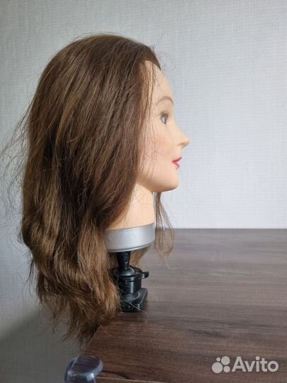 Учебная голова манекен 40 см с натуральным волосом