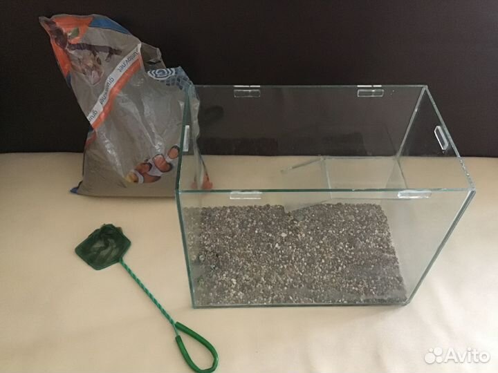 Аквариум+сачок+грунт