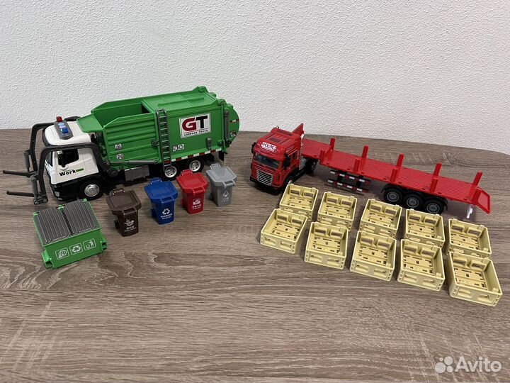 Машинки пакетом мусоровоз и тягач
