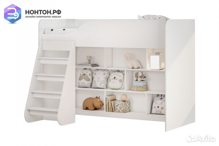 Кровать-чердак белая
