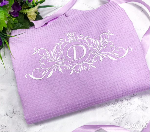 Вафельный халат с персональной вышивкой