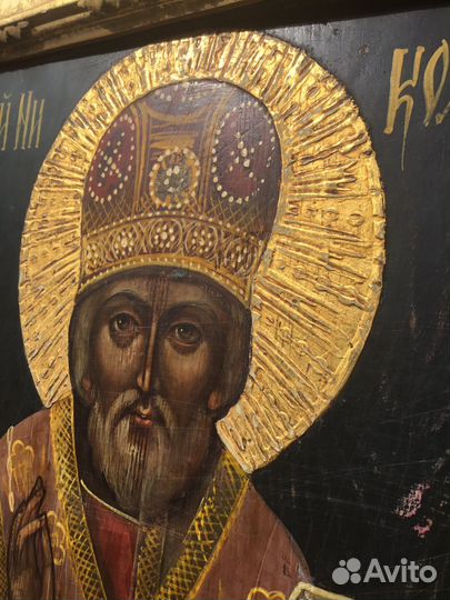 Храмовая Икона.Сусалка.Николай Чудотворец.Antiq