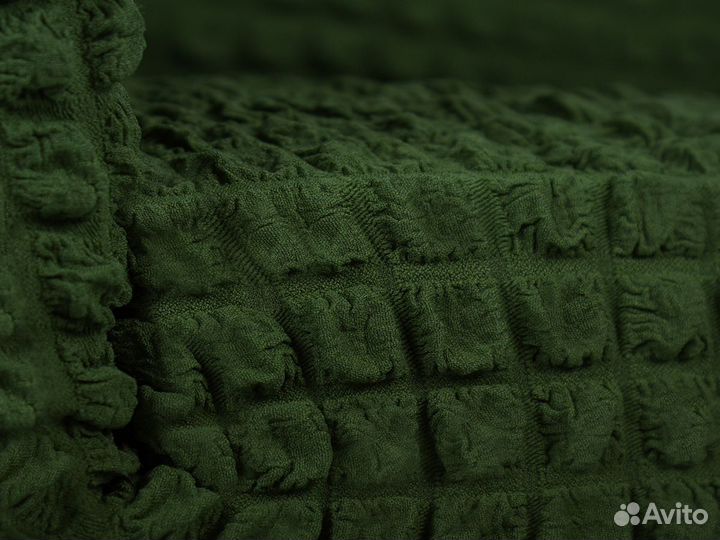 Чехол на угловой диван с оттоманкой справа Зеленый