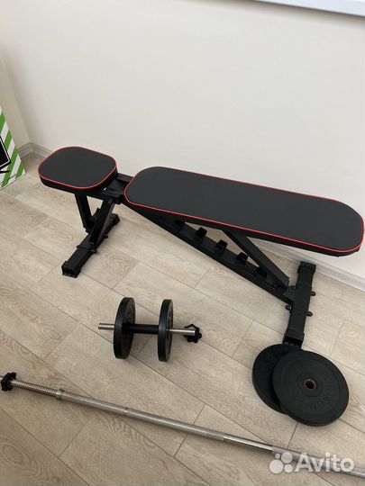 Скамья для жима и штанга