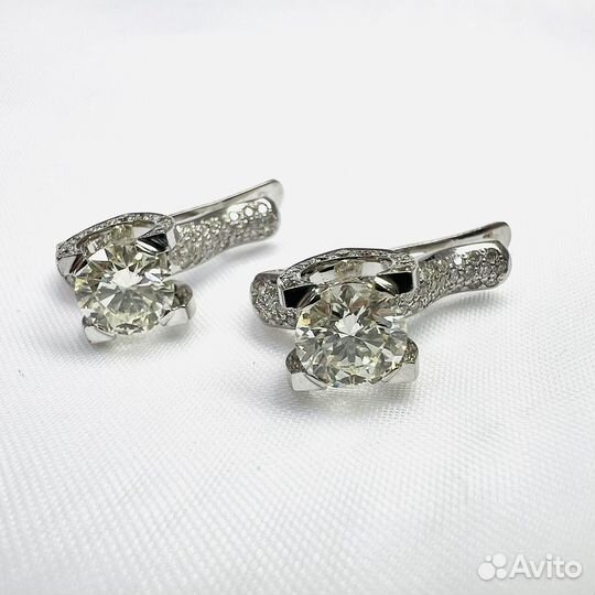 Золотые серьги 585 с бриллиантами 2,15ct 5/5