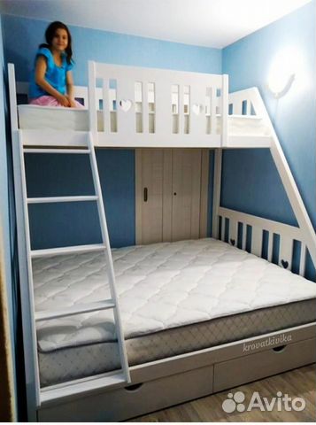 Двухъярусная кровать для детей и взрослых с ящикам