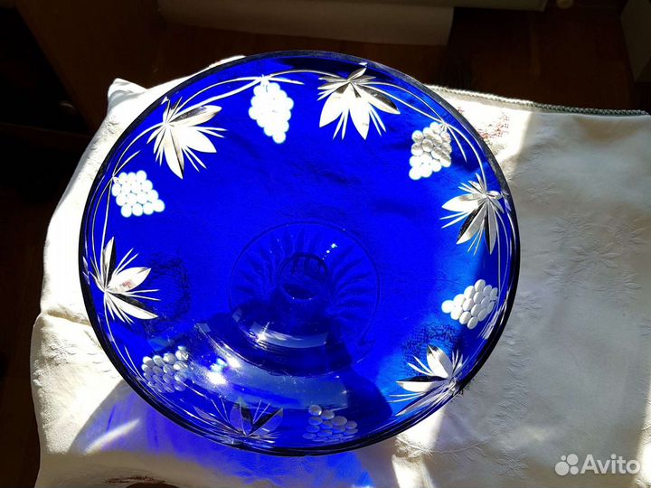 Ваза цветной хрусталь, фруктовница, конфетница, си