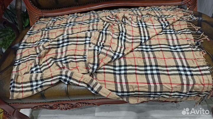 Палантин burberry хлопок клетка 175х65