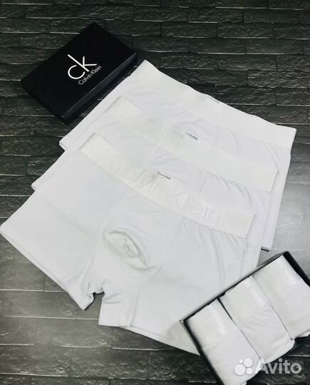Трусы мужские боксеры белые calvin klein арт.1002
