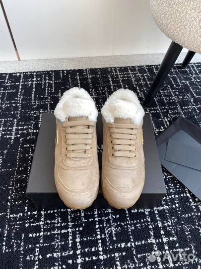 Женские кроссовки prada Trail с мехом